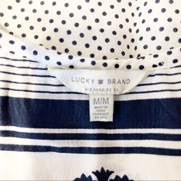 Lucky Brand Polka Dot MIDI Sleeveless Tunic Dress Navy & White Medium - Picture 9 of 11